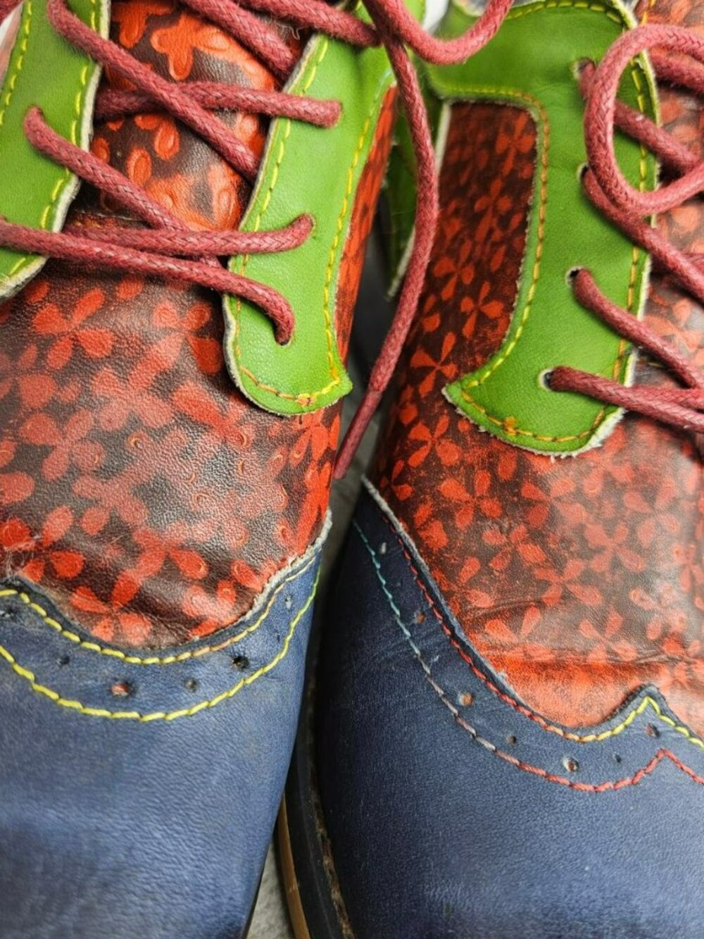 Socofy Colorful Floral Leather Oxford Shoes Womens 39 US 8.5 Block Heel Artsy - Picture 15 of 15